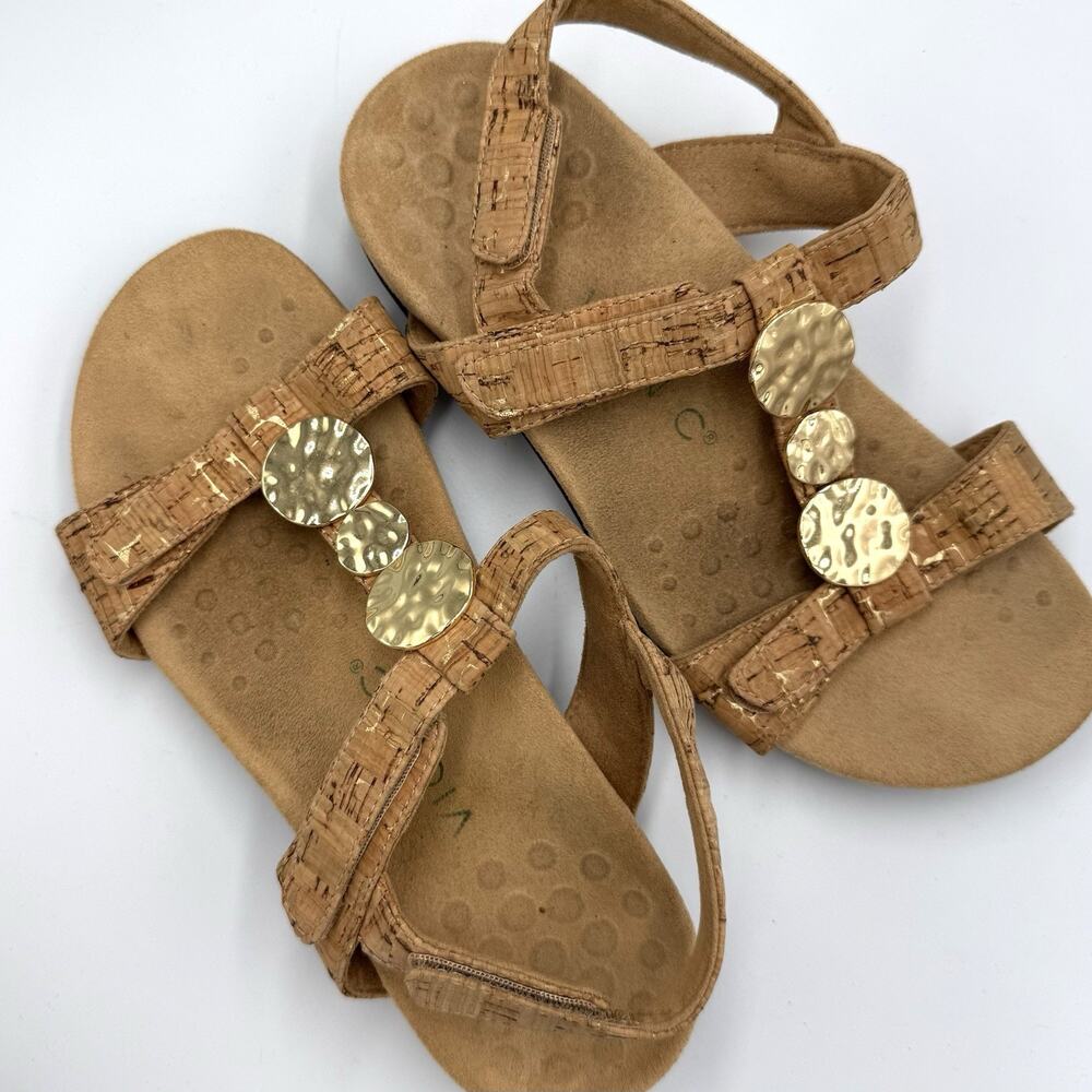 Vionic Farra Cork Sandals Women’s Size 6 Gold Accent Orthopedic Comfort